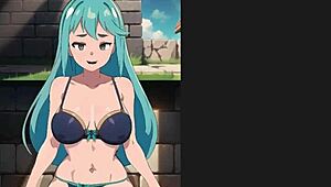 Konosuba Aqua Gets Standing Sex and Creampie in Hentai Game