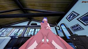 In Naruto hentai, Sakura is pov fucked doggystyle against the wall right after swallowing cum