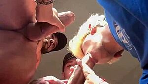 Muscular Brazilian pornstar deepthroats and cums in mouth during first gay encounter