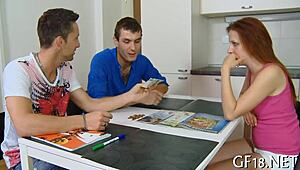 Hell Yeah! Cute chick widens legs for hardcore sucking.