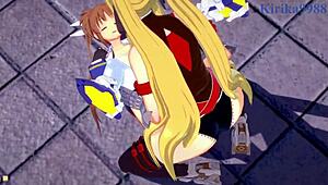 Fate Testarossa and Nanoha Takamachi in intense lesbian play with futanari sex in Magical Girl Lyrical Nanoha Strikers hentai