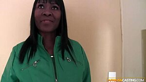Black milf tricked in fake interview, pounded by white cock, facial finish