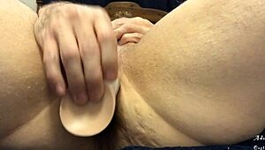 Upclose slo-mo dildo anal fucking