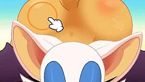 anime rouge is sucking cock swallowing cum while getting her ass fucked hard in hentai