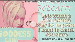 kinky podcast watches cum eating playlist and slurps together