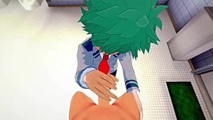 My Hero Academia Yaoi - Midoriya Handjob and Bakugou Fucking in Bathroom Scene
