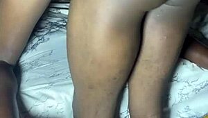 my ebony teen babe gets hardcore banging in quick bent over session.