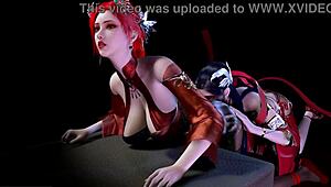 Princesses ride cowgirl in threesome creampie.