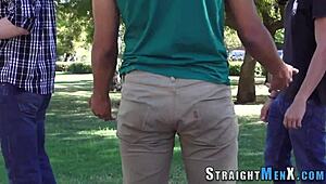 watching these straight twinks masturbate and cum outdoors in high definition reality