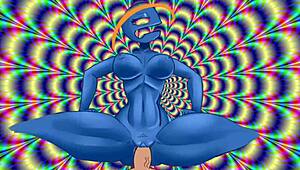 psychedelic slut riding in anime cowgirl style