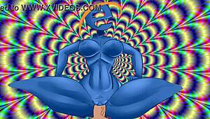 Jalang Psychedelic Naik Batang Gaya Cowgirl Anime