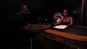 slutty boss deep throating and gagging on employee’s cock, so wet