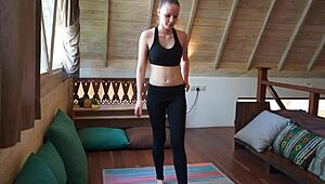 Half Sister's Ripped Yoga Pants Lead to Blowjob and Cum