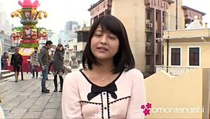 Japanese Beauty Sucks and Rides Big Natural Tits Beast!