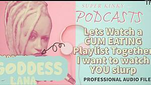 kinky podcast watches cum eating playlist and slurps together
