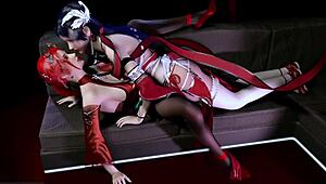 Princesses ride cowgirl in threesome creampie.