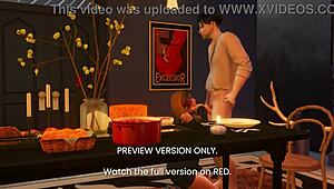 Dinner date turns naughty in 3D hentai preview version