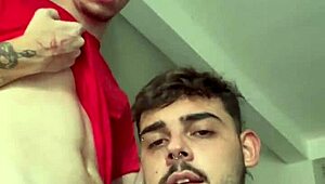 Intriguing gay pornstar gets bareback blowjob and assfucking from sexy neighbor