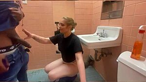 Hey, that fast food manager is getting dominated in the bathroom!