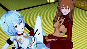 Asuka And Rei Synchronize Their Tight Juicy Pussies In Evangelion Hentai