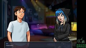 Gamer and rocker chick perfect combo in anime game
