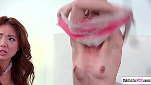 Yo, milf jumps in to lick stepdaughter’s Asian girlfriend with lesbian heat!