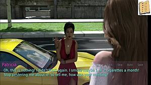 Wife and stepmother play game with brunette and blonde teens, exposing big asses and tits