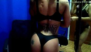 Anjinha Sensualizing In Front Of The Mirror, Touching Herself With Passion