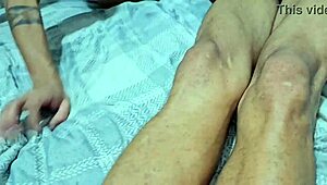 Tattooed guy helps neighbor with chores