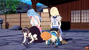 Futurari Fantasy Aqua Ateno Fucks Yor Forger In Foursome Orgy With Vibrator