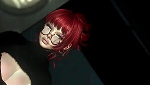 White slut sucks in SecondLife close-up. Outdoor 3D cartoon hentai with bent-over action.