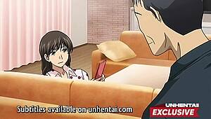 Padrastro pervertido manoseando a su hijastra en hentai sin censura