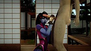 Widowmaker's intense blowjob steals the Overwatch scene