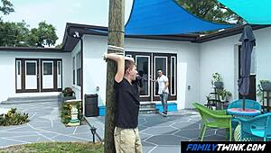 The gay uncle perverts his nephew on the pole