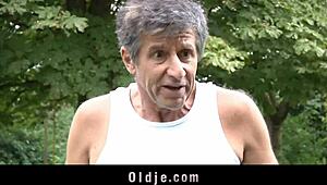 skinny blonde’s tight ass drilled hard by old man