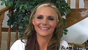 Blonde BBW First Timer Deepthroats Monster Ebony Cock Roughly