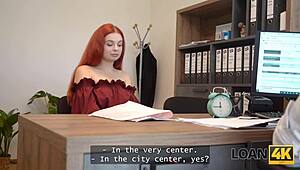 Little Redhead Whore with Big Tits Jumps on Office Dick