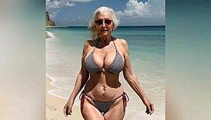granny flaunts new sexy bikini with dirty talk before going nude on beach