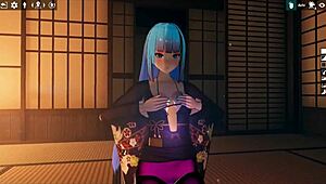 omg, kadobu hentai ep 2 has futanari girl giving footjob to living dildo!