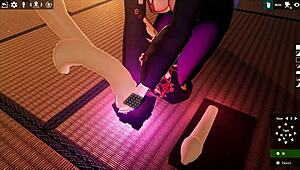 omg, kadobu hentai ep 2 has futanari girl giving footjob to living dildo!