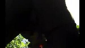 Man, watching flexible ebony legs spread for outdoor pussy action is insane!