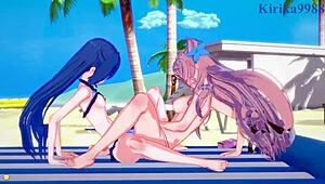 tsubasa kazanari and maria cadenzavna eve explore lesbian futanari pleasures in symphogear hentai