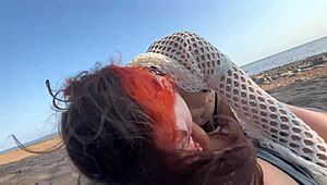 Sun and sex quickie on public beach feels wild!