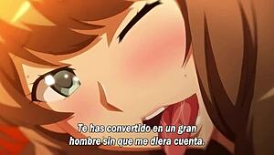 Milf onee-chan in hentai anime giving blowjob