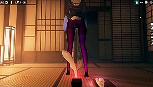 omg, kadobu hentai ep 2 has futanari girl giving footjob to living dildo!