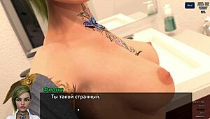 3D cartoon with big tits, big ass, and footjob action
