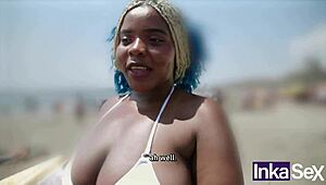 Angela colombiana ebony latina with huge ass and big tits spotted on the beach