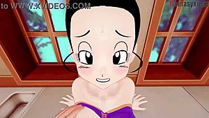 Chichi gets stuck in the kitchen during dragon ball z fantasy