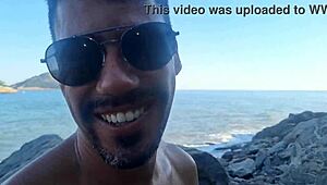 Gay African double act enjoys anal sex on beach