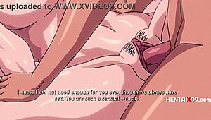 My girlfriend acts as a cum bucket for my friends in this uncensored hentai.